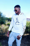 WHITE A KOREAN FLORAL EMBROIDERED HOODIE  WITH MONEY MAKING MOVES INSCRIPTION
