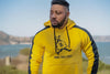 Yellow hoodie with black  side stripe