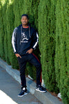 Black hoodie with white side stripe